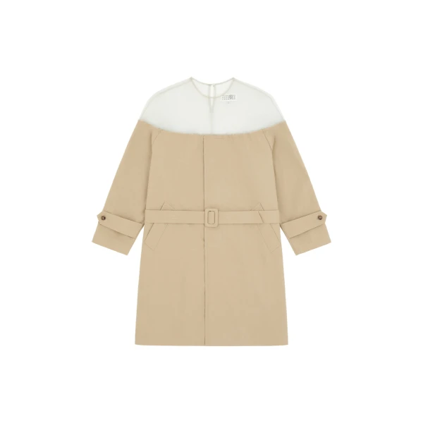 High-Cut Cotton Trench Dress in Pink Beige