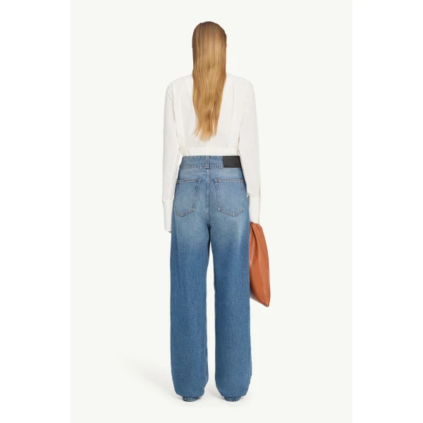 MM6 Maison Margiela High-Waisted Jeans in Light Blue, view 4 | Denim | Coveti