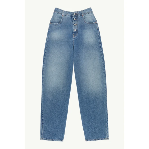 MM6 Maison Margiela High-Waisted Jeans in Light Blue, view 6 | Denim | Coveti