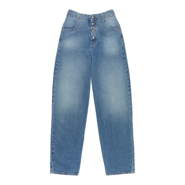 MM6 Maison Margiela High-Waisted Jeans in Light Blue | Denim | Coveti