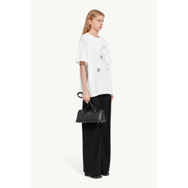 MM6 Maison Margiela Horse Print Cotton T-Shirt in White, view 3 | T-shirts | Coveti