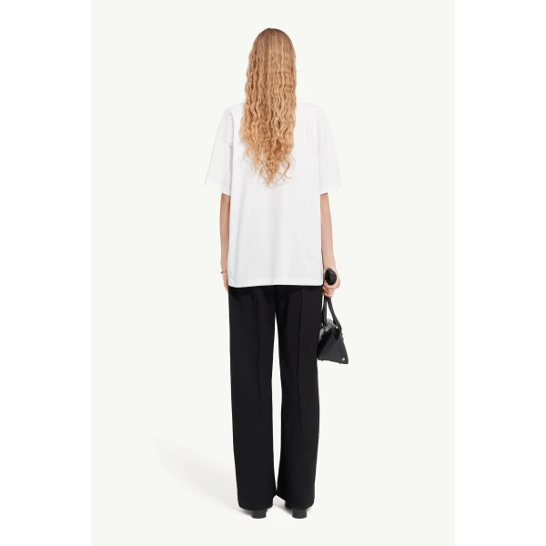 MM6 Maison Margiela Horse Print Cotton T-Shirt in White, view 4 | T-shirts | Coveti