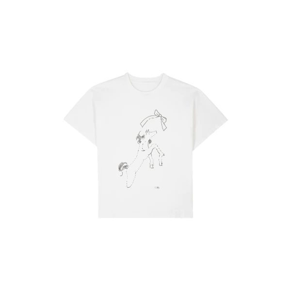MM6 Maison Margiela Horse Print Cotton T-Shirt in White | T-shirts | Coveti