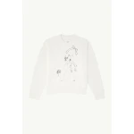 MM6 Maison Margiela Horse Print Unbrushed Cotton Sweatshirt in Ecru | Hoodies | Coveti