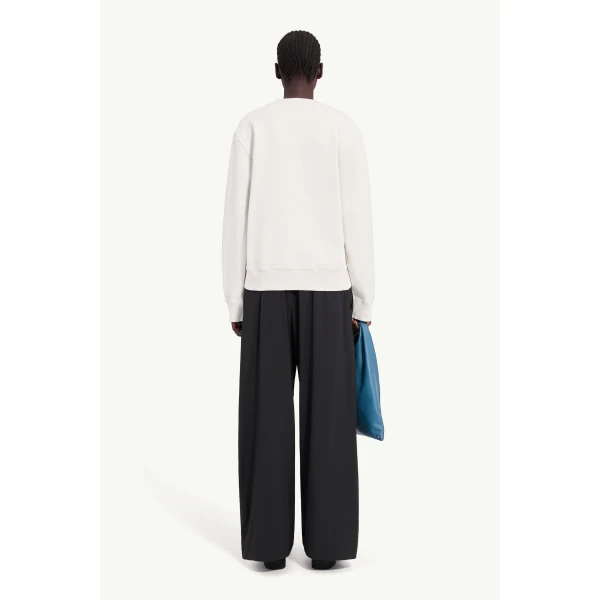 MM6 Maison Margiela Horse Print Unbrushed Cotton Sweatshirt in Ecru, view 4 | Hoodies | Coveti