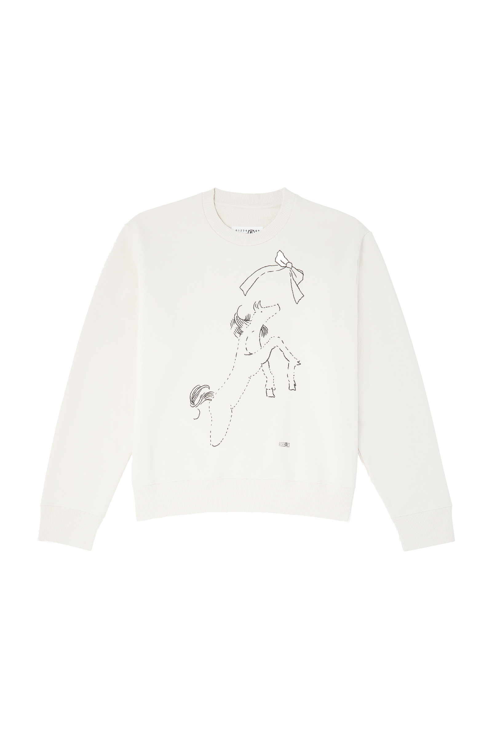 Mini Lin Bucket MM6 Maison Margiela Horse Print Unbrushed Cotton Sweatshirt in Ecru ...