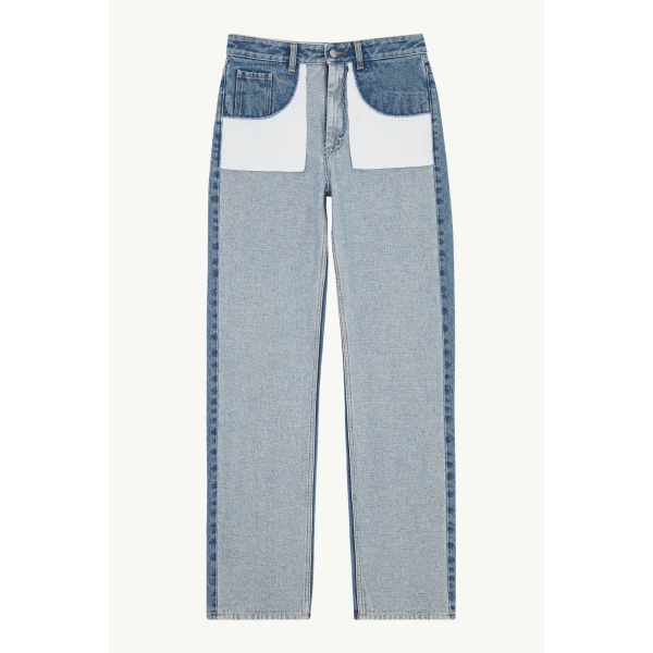 MM6 Maison Margiela Inverted-Pocket Straight-Leg Jeans in Blue, view 6 | Denim | Coveti