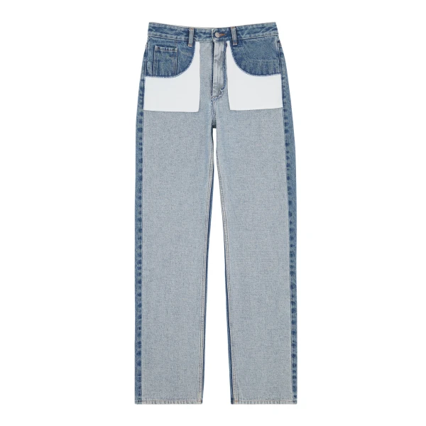 MM6 Maison Margiela Inverted-Pocket Straight-Leg Jeans in Blue | Denim | Coveti