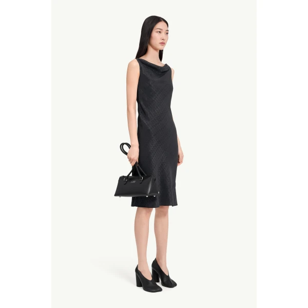 MM6 Maison Margiela Jacquard Dress in Black, view 3 | Midi Dresses | Coveti