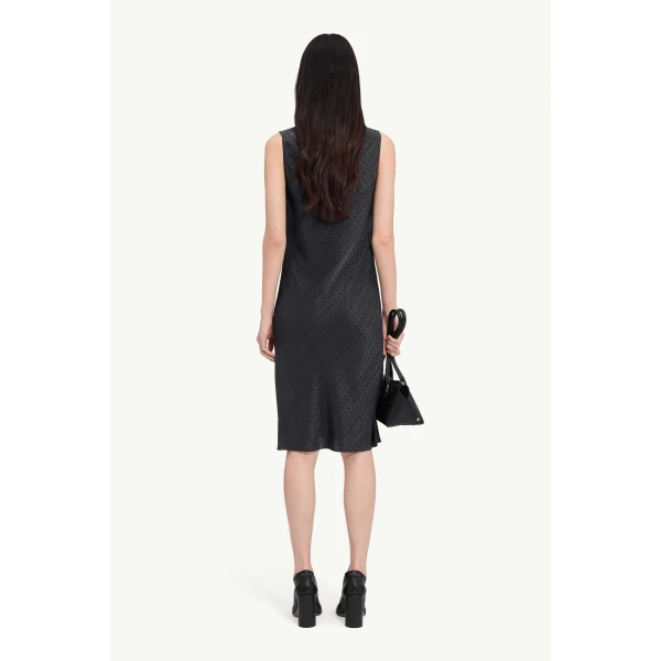 MM6 Maison Margiela Jacquard Dress in Black, view 4 | Midi Dresses | Coveti