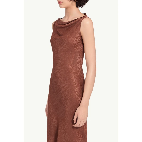 MM6 Maison Margiela Jacquard Dress in Light Brown, view 5 | Midi Dresses | Coveti