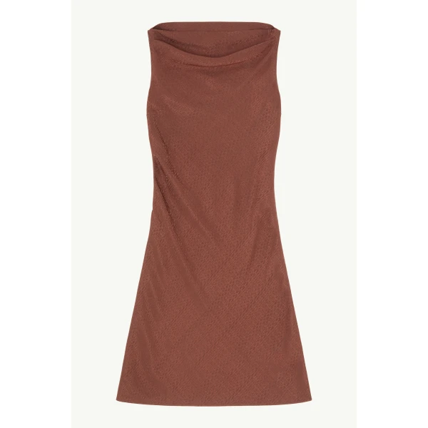MM6 Maison Margiela Jacquard Dress in Light Brown, view 6 | Midi Dresses | Coveti