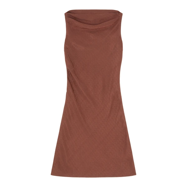 MM6 Maison Margiela Jacquard Dress in Light Brown | Midi Dresses | Coveti