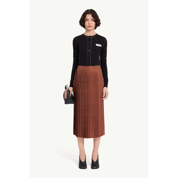 MM6 Maison Margiela Jacquard Midi Skirt in Light Brown, view 2 | Midi Skirts | Coveti