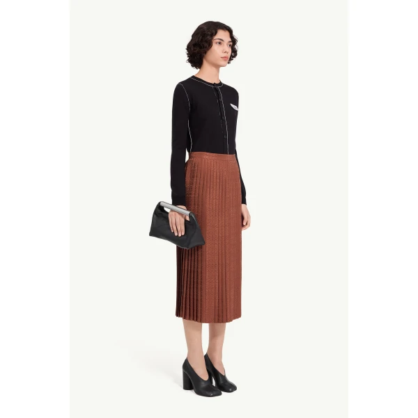 MM6 Maison Margiela Jacquard Midi Skirt in Light Brown, view 3 | Midi Skirts | Coveti