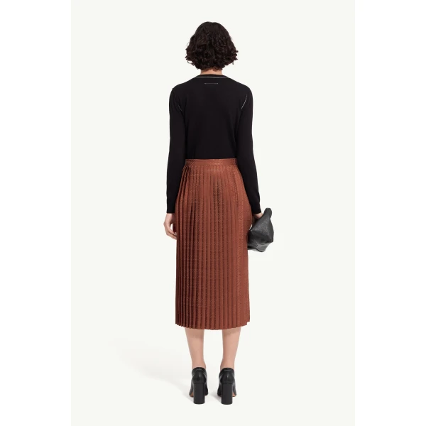 MM6 Maison Margiela Jacquard Midi Skirt in Light Brown, view 4 | Midi Skirts | Coveti
