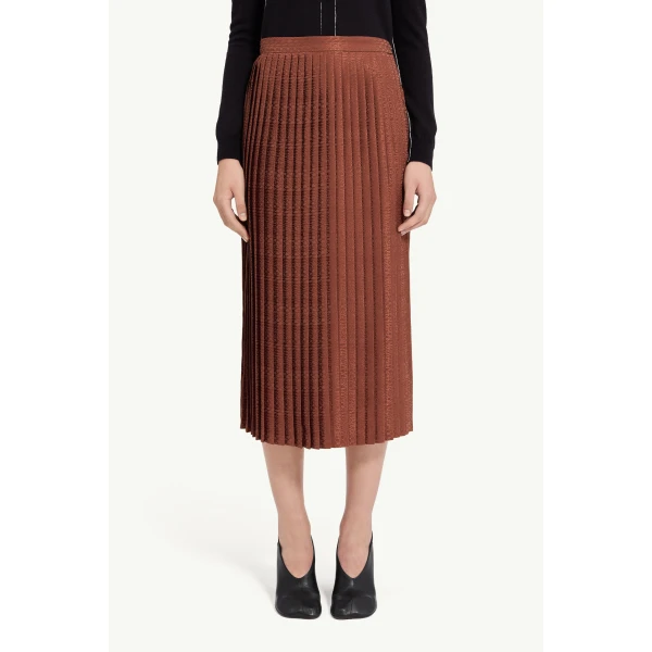 MM6 Maison Margiela Jacquard Midi Skirt in Light Brown, view 5 | Midi Skirts | Coveti
