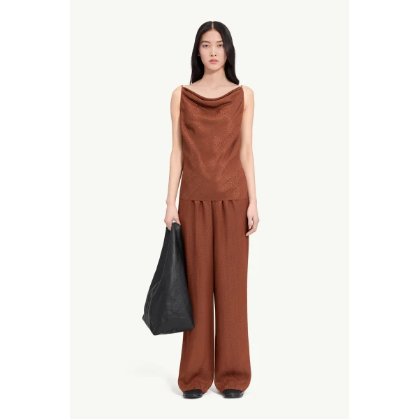 MM6 Maison Margiela Jacquard Top in Light Brown, view 2 | Tops | Coveti