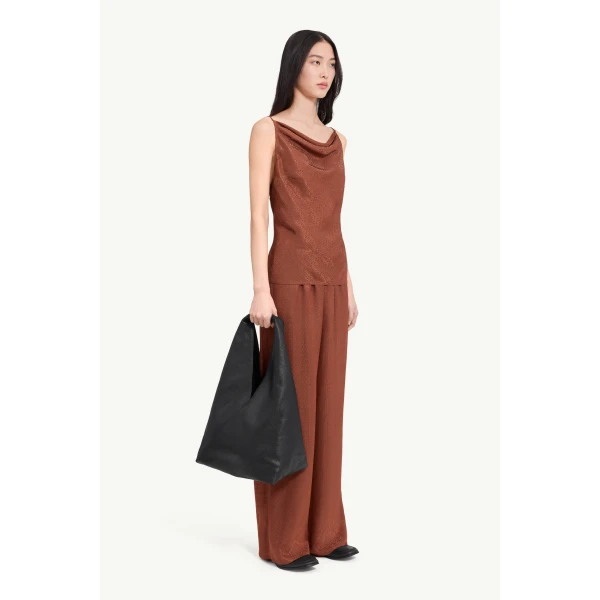 MM6 Maison Margiela Jacquard Top in Light Brown, view 3 | Tops | Coveti