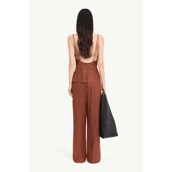 MM6 Maison Margiela Jacquard Top in Light Brown, view 4 | Tops | Coveti