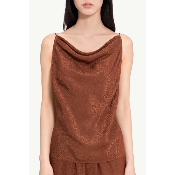 MM6 Maison Margiela Jacquard Top in Light Brown, view 5 | Tops | Coveti