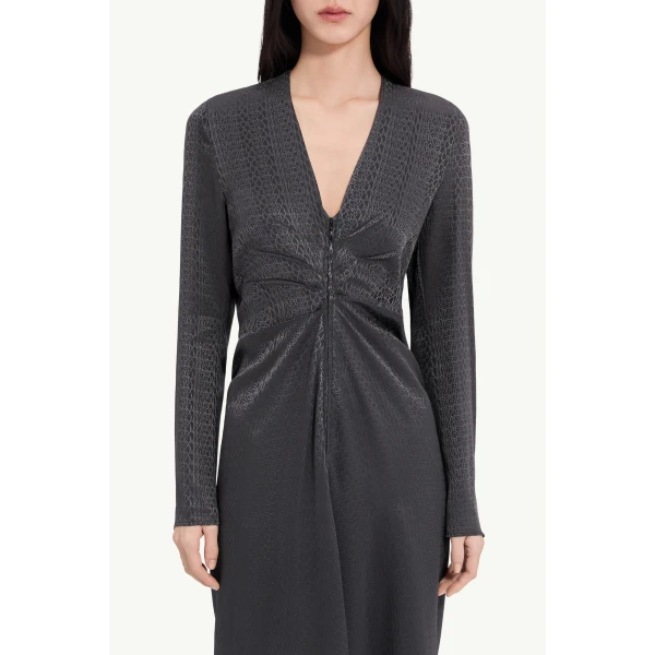 MM6 Maison Margiela Jacquard Wrap Dress in Black, view 5 | Midi Dresses | Coveti
