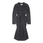 MM6 Maison Margiela Jacquard Wrap Dress in Black | Midi Dresses | Coveti