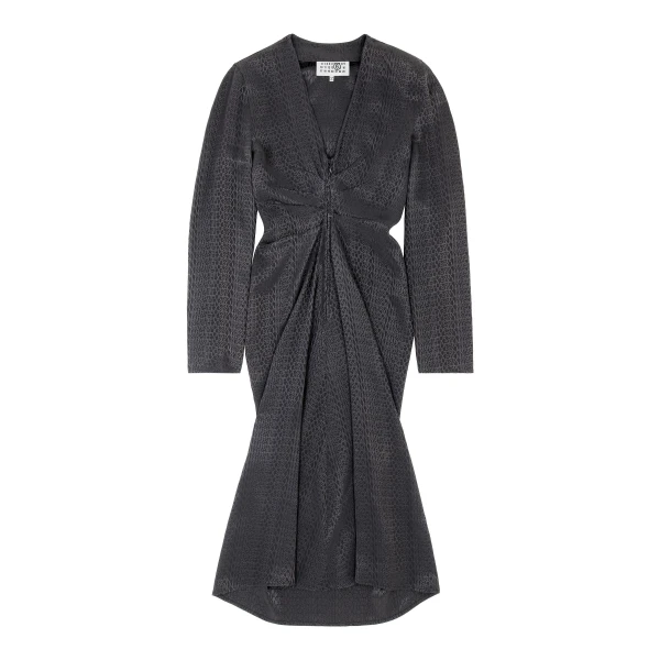 Jacquard Wrap Dress in Black
