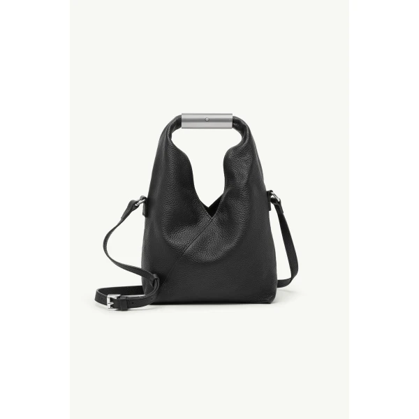 MM6 Maison Margiela Japanese Bag Jewel Handle Classic with Strap in Black, view 2 | Totes & Top-Handle Bags | Coveti
