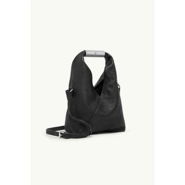 MM6 Maison Margiela Japanese Bag Jewel Handle Classic with Strap in Black, view 3 | Totes & Top-Handle Bags | Coveti