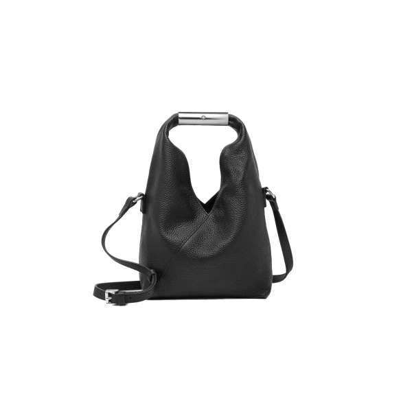 MM6 Maison Margiela Japanese Bag Jewel Handle Classic with Strap in Black | Totes & Top-Handle Bags | Coveti