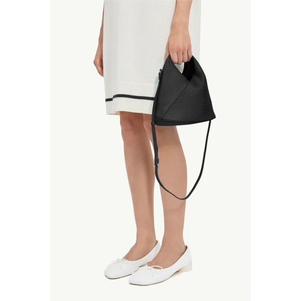 MM6 Maison Margiela Japanese Mesh Crossbody Bag in Black, view 6 | Shoulder & Crossbody Bags | Coveti