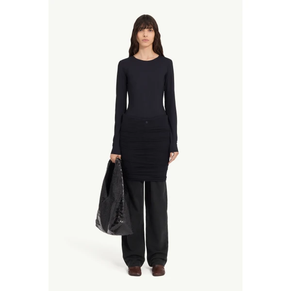 MM6 Maison Margiela Jeans with Overlay in Black, view 2 | Denim | Coveti