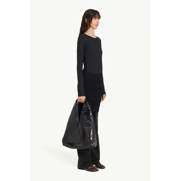 MM6 Maison Margiela Jeans with Overlay in Black, view 3 | Denim | Coveti