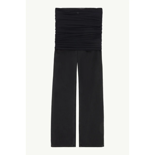 MM6 Maison Margiela Jeans with Overlay in Black, view 6 | Denim | Coveti