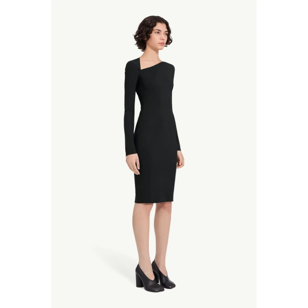 MM6 Maison Margiela Jersey Midi Dress in Black, view 3 | Midi Dresses | Coveti