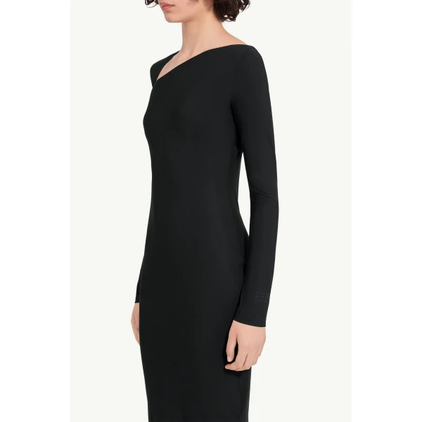 MM6 Maison Margiela Jersey Midi Dress in Black, view 5 | Midi Dresses | Coveti