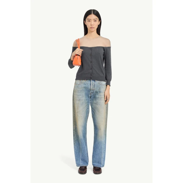 MM6 Maison Margiela Knit Cardigan in Dark Grey, view 2 | Cardigan | Coveti