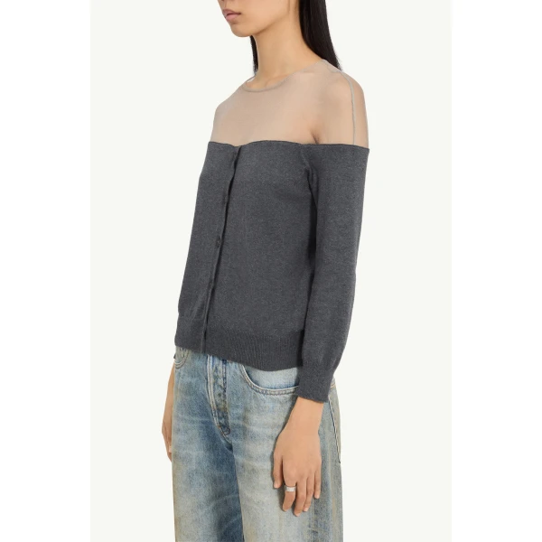 MM6 Maison Margiela Knit Cardigan in Dark Grey, view 5 | Cardigan | Coveti