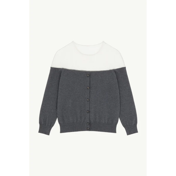 MM6 Maison Margiela Knit Cardigan in Dark Grey, view 6 | Cardigan | Coveti