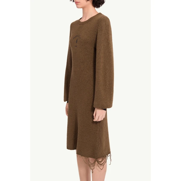 MM6 Maison Margiela Knit Midi Dress in Olive, view 5 | Midi Dresses | Coveti