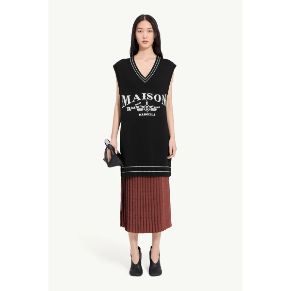 MM6 Maison Margiela Knitted Dress in Black, view 2 | Mini Dresses | Coveti