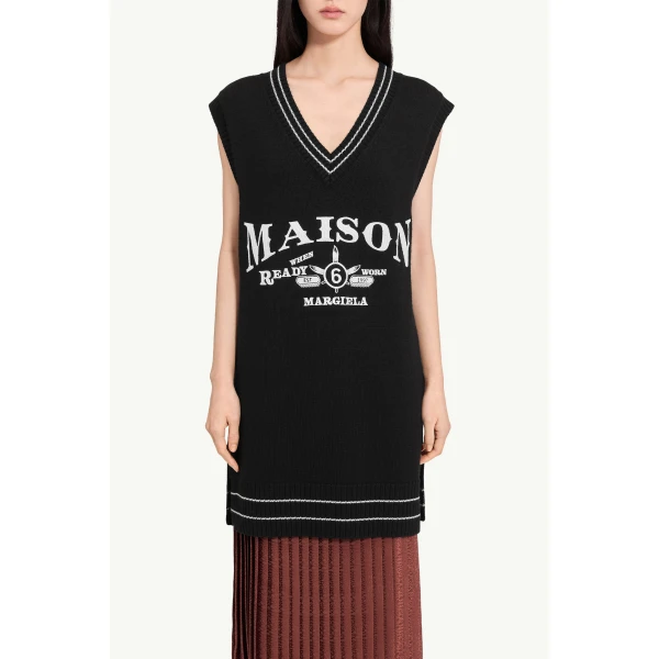 MM6 Maison Margiela Knitted Dress in Black, view 5 | Mini Dresses | Coveti