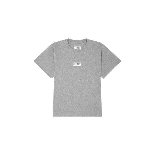 MM6 Maison Margiela Label Cotton Jersey T-Shirt in Grey Melange | T-shirts | Coveti