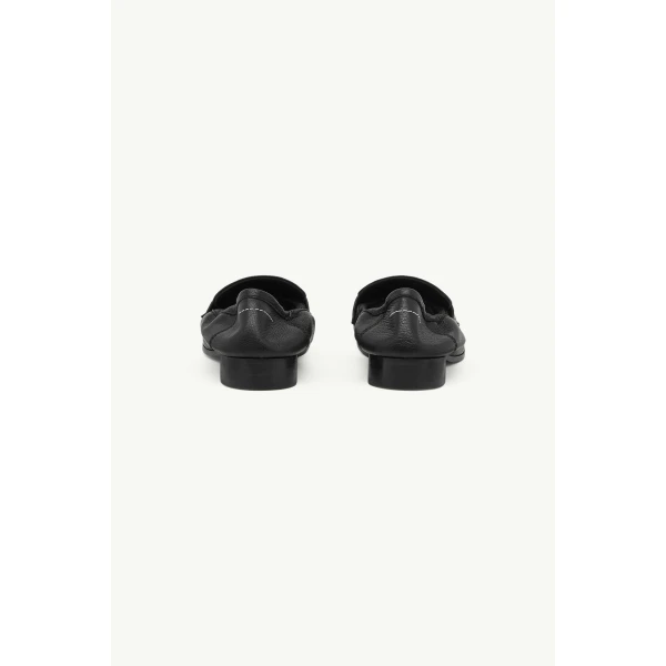 MM6 Maison Margiela Leather Swing Toe Loafers in Black, view 4 | Loafers | Coveti