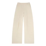 MM6 Maison Margiela Light Cotton Twill Wide-Leg Trousers in Ecru | Wide leg pants | Coveti