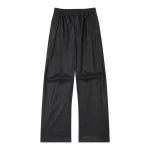 MM6 Maison Margiela Light Pleather Wide-Leg Trousers in Black | Wide leg pants | Coveti