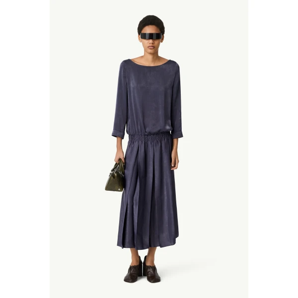 MM6 Maison Margiela Lining-Look Dress in Blue, view 2 | Maxi Dresses | Coveti