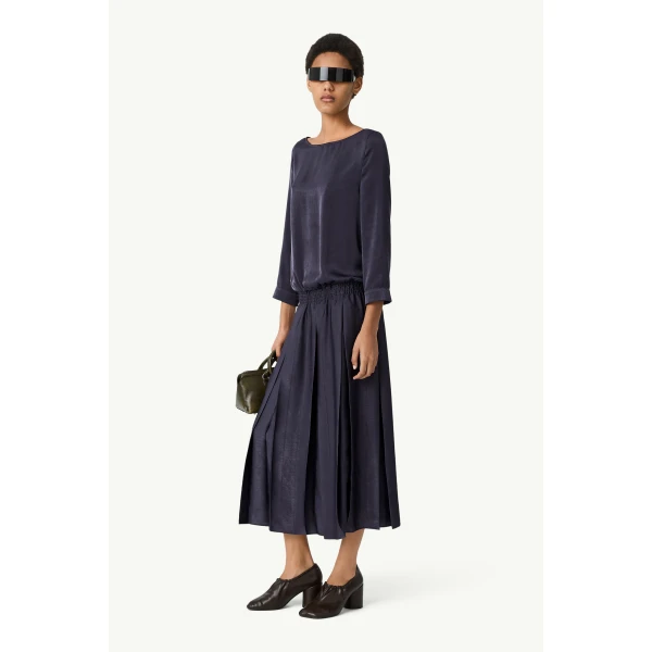 MM6 Maison Margiela Lining-Look Dress in Blue, view 3 | Maxi Dresses | Coveti