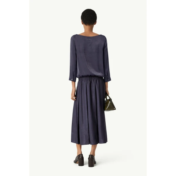 MM6 Maison Margiela Lining-Look Dress in Blue, view 4 | Maxi Dresses | Coveti